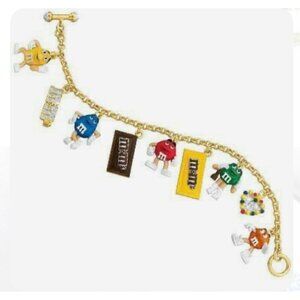 M&Ms Gold Tone Charm Bracelet With Character Charms By Danbury Mint Collectible